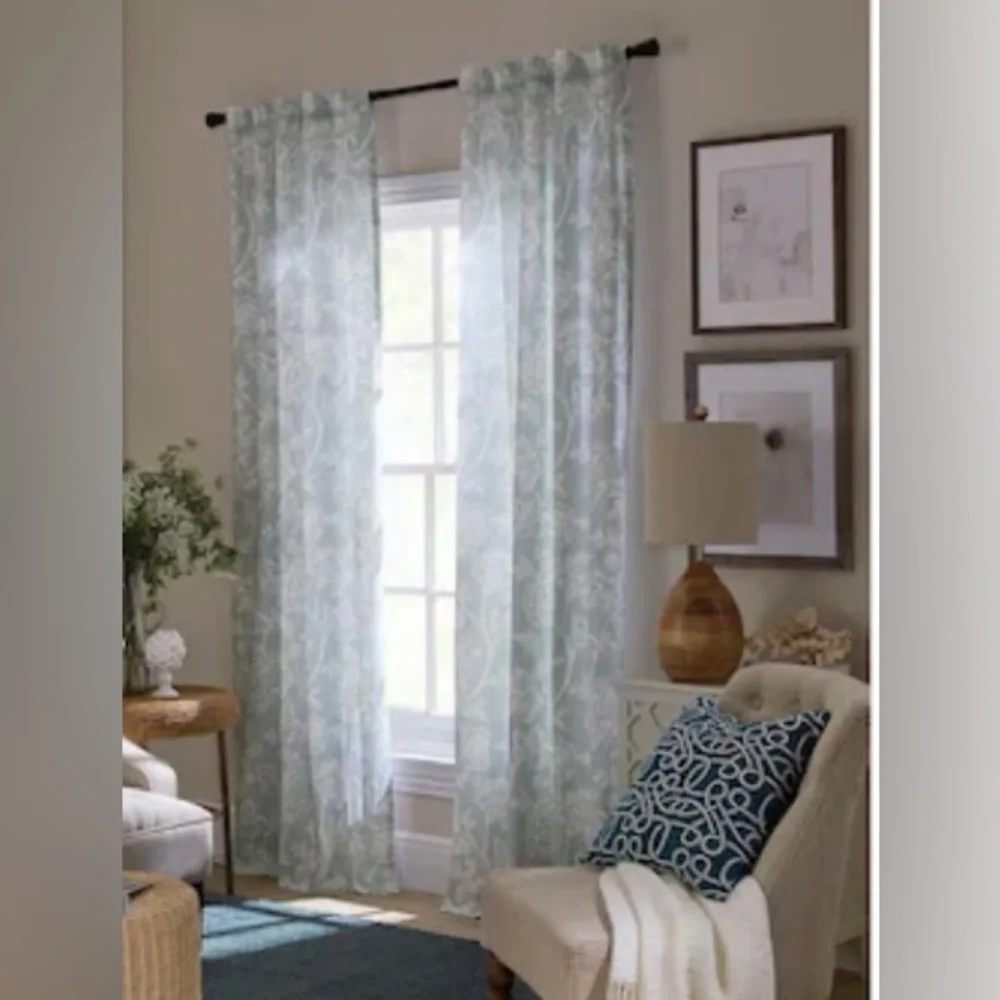allen + roth 84-in Mineral Jacklyn Curtain Panel Back Tab Single Curtain